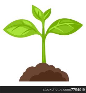Illustration of sprout plant growing in ground. Gardening or agricultural stylized image.. Illustration of sprout plant growing in ground. Gardening or agricultural image.