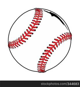 Illustration of standard baseball sport ball, with double red stitching.