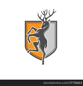 illustration of standing deer with colorful shield vector