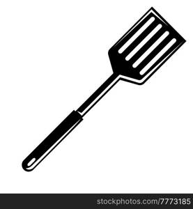 Illustration of steel cooking spatula. Stylized bbq kitchen and restaurant utensil.. Illustration of steel cooking spatula. Stylized kitchen and restaurant utensil.