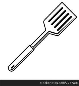 Illustration of steel cooking spatula. Stylized bbq kitchen and restaurant utensil.. Illustration of steel cooking spatula. Stylized kitchen and restaurant utensil.