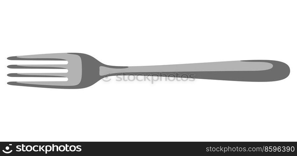 Illustration of steel fork. Stylized kitchen and restaurant utensil.. Illustration of steel fork. Kitchen and restaurant utensil.