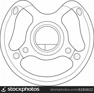 Illustration of steering wheel controller done in black and white retro style.. Steering Wheel Controller