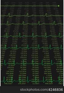 Illustration of stock numbers with ekg curves in background
