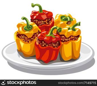 illustration of stuffed minced bell peppers. stuffed bell peppers