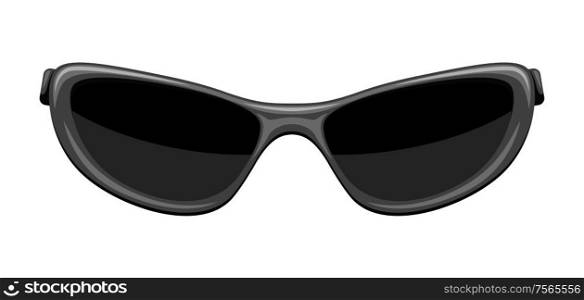 Illustration of stylish sunglasses. Black abstract fashionable accessory.. Illustration of stylish sunglasses.