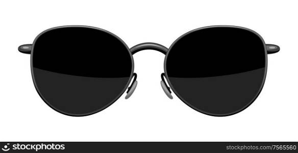 Illustration of stylish sunglasses. Black abstract fashionable accessory.. Illustration of stylish sunglasses.