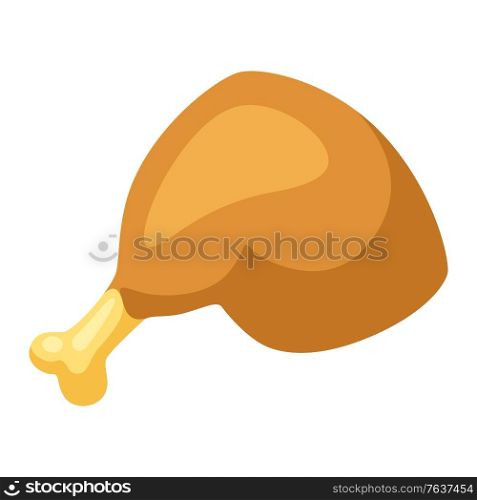 Illustration of stylized chicken leg. Icon in carton style.. Illustration of stylized chicken leg.