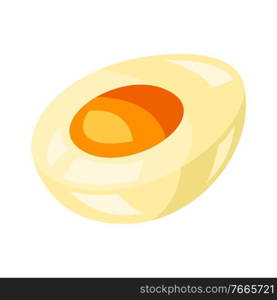 Illustration of stylized egg. Cut piece icon. Food product.. Illustration of stylized egg.