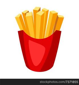 Illustration of stylized french fries. Fast food meal. Isolated on white background.. Illustration of stylized french fries.