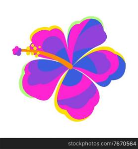 Illustration of stylized hibiscus flower. Exotic tropical plant.. Illustration of stylized hibiscus flower.