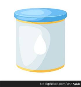 Illustration of stylized jar with milk mixture. Icon in carton style.. Illustration of stylized jar with milk mixture.