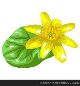 Illustration of stylized yellow buttercup with leaf. Decorative summer plant. Image for decoration.. Illustration of stylized yellow buttercup with leaf. Decorative summer plant.