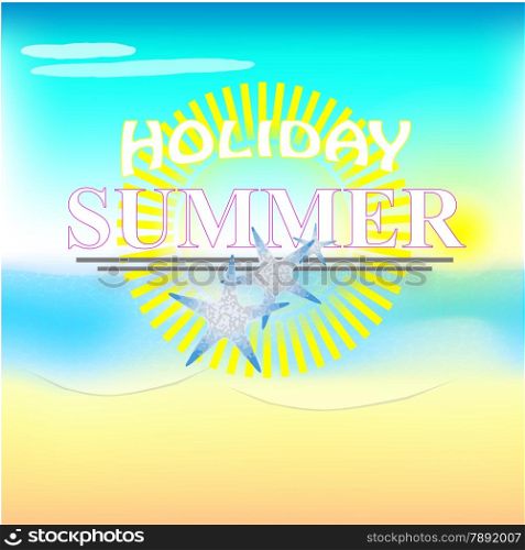 Illustration of summer text with beach background