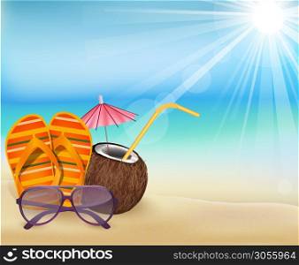 Illustration of Summertime in beach