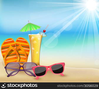 Illustration of Summertime in beach