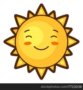 Illustration of sunin cartoon style. Cute funny character. Symbol in comic style.. Illustration of sun in cartoon style. Cute funny character.