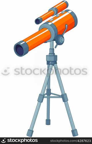 Illustration of telescope mounted on a tripod
