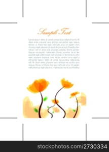 illustration of text template with floral background