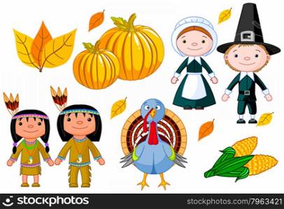 Illustration of Thanksgiving Day icon set