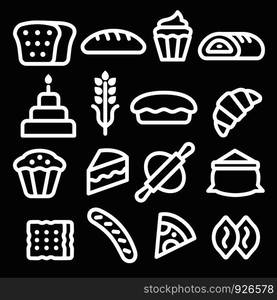 illustration of the bakery and bread black color icons. bakery icons