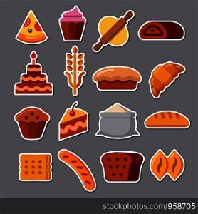 illustration of the bakery and bread color stickers. bakery stickers