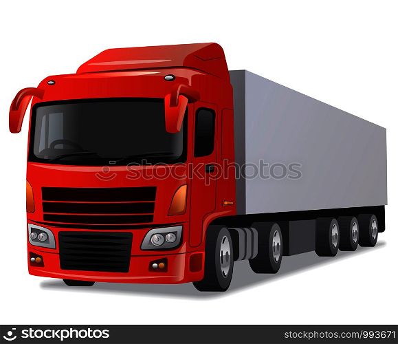 illustration of the big truck on the white background. big red truck