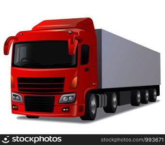 illustration of the big truck on the white background. big red truck