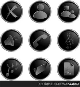 Illustration of the black round web buttons