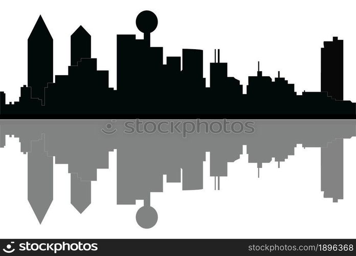 illustration of the city skyline dallas in black and white. dallas city skyline illustration