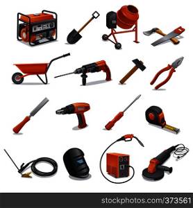 illustration of the construction tools and equipment. construction tools set
