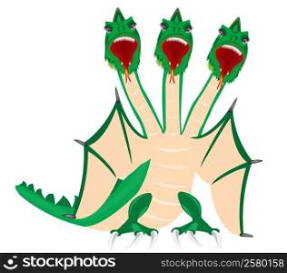 Illustration of the dragon with three heads