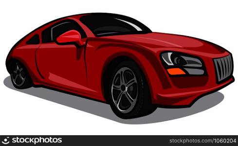 illustration of the elegance red car on the white background. elegance red car