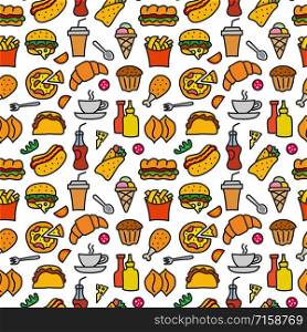illustration of the fast food seamless pattern. fast food pattern