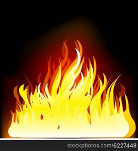 Illustration of the flame on black background is insulated. Fire on black background