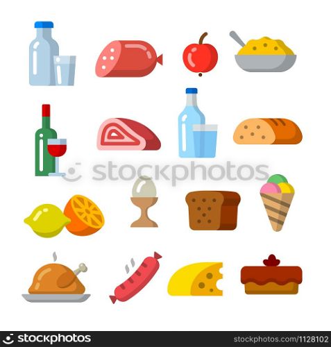 illustration of the food products and meals minimal icons. food icon set