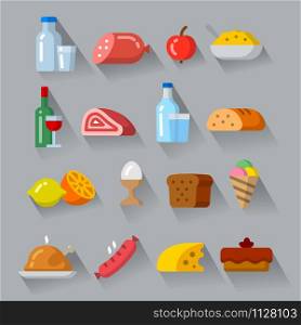 illustration of the food products and meals minimal icons. food icon set