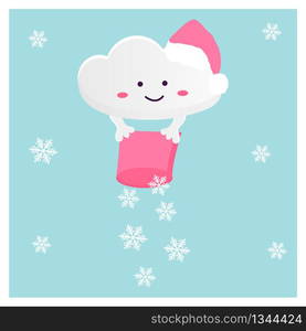 Illustration of the funny cloud giving snow.