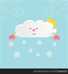 Illustration of the funny cloud giving snow. Seasonal weather image. Illustration of the funny cloud giving snow.
