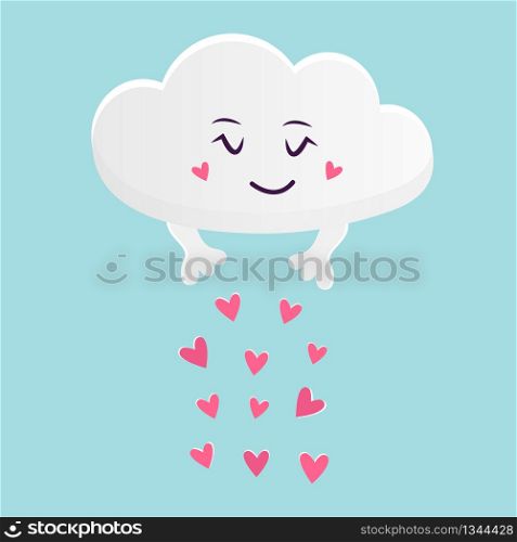 Illustration of the funny cloud scattering hearts. Seasonal weather image. Illustration of the funny cloud scattering hearts.