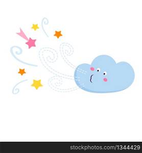 Illustration of the funny cloud. Seasonal weather image. Illustration of the funny cloud.