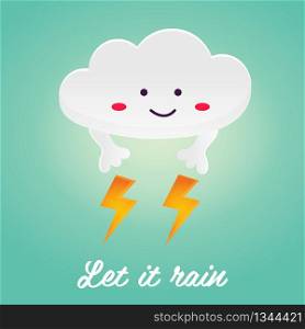 Illustration of the funny cloud with lights. Seasonal weather image. Illustration of the funny cloud with lights.