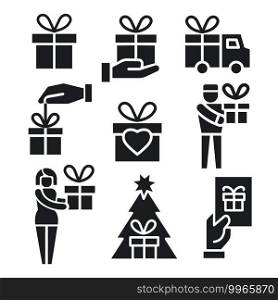 illustration of the gift and presents icons set