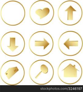 Illustration of the gold round web buttons