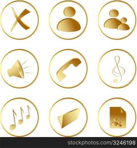 Illustration of the gold round web buttons