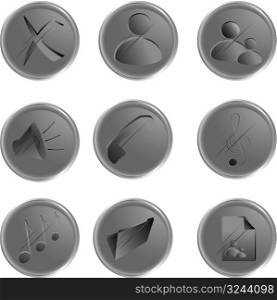 Illustration of the grey round web buttons
