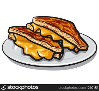 illustration of the grilled cheese sandwiches on the plate. grilled cheese