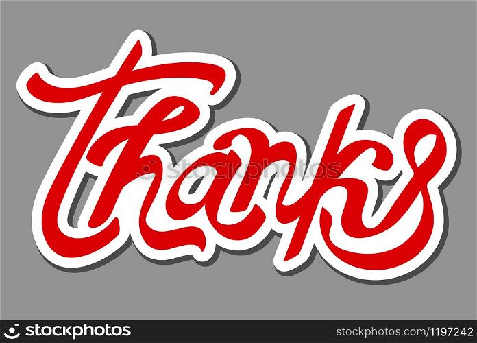 illustration of the lettering calligraphy sticker of thank you. sticker of thank you