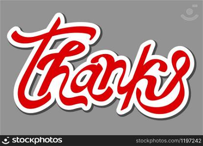 illustration of the lettering calligraphy sticker of thank you. sticker of thank you
