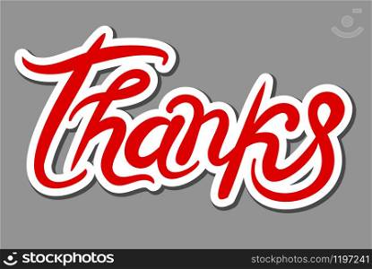 illustration of the lettering calligraphy sticker of thank you. sticker thank you